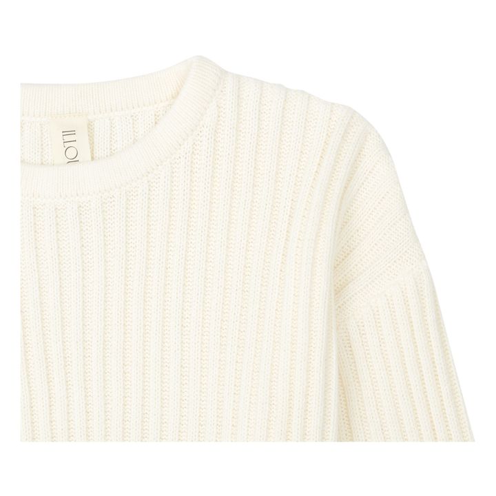 Pullover aus Bio-Baumwolle und geripptem Strick | Cremefarben- Produktbild Nr. 1