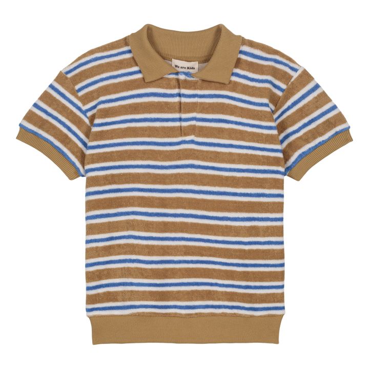 Léonard Striped Organic Cotton Terry Polo Shirt | Camel- Imagen del producto n°0