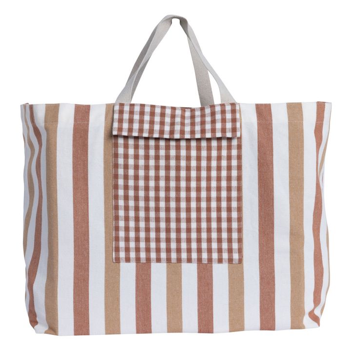 Borsa da spiaggia, a righe | Rosso mattone- Immagine del prodotto n°0