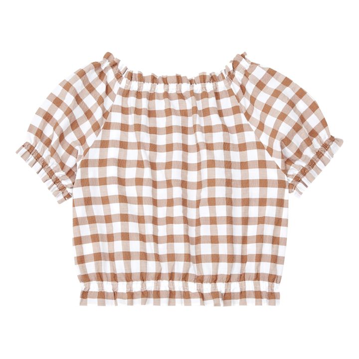 Cropped Seersucker Check Blouse | Camel- Imagen del producto n°1