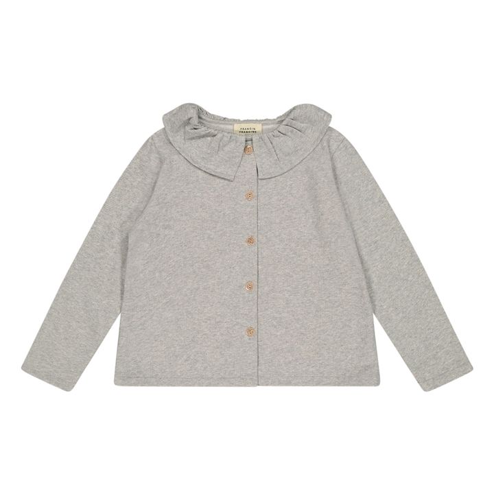 Gilet Coton Bio à Colerette Ginette | Gris- Image produit n°0
