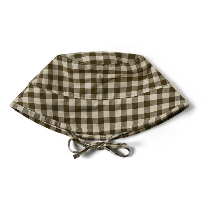 Gorro bucket trenzado de punto vichy de algodón orgánico | Olive- Imagen del producto n°0