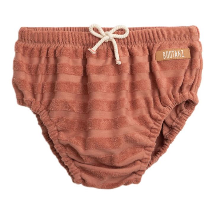 Striped Organic Cotton Terry Bloomer | Terracotta- Produktbild Nr. 2