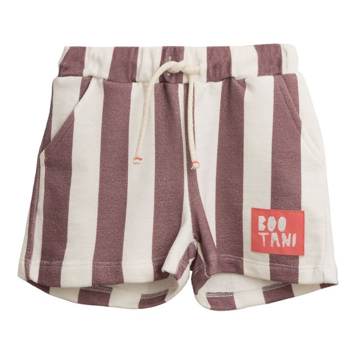 Shorts in cotone organico a righe | Prugna- Immagine del prodotto n°0