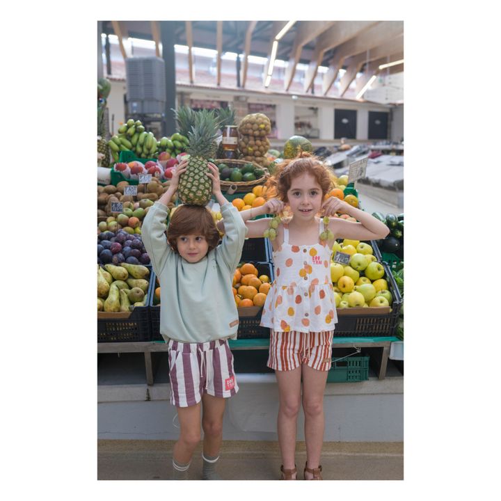 Shorts in cotone organico a righe | Prugna- Immagine del prodotto n°1