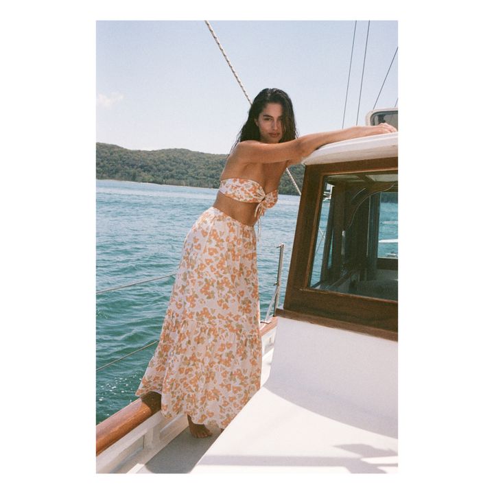 Floral Bandeau Bikini Top | Ecru- Immagine del prodotto n°2
