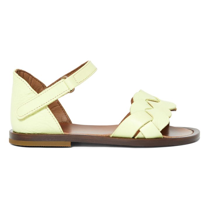 Embroidered Velcro Fastening Sandals | Verde amarillo- Imagen del producto n°0