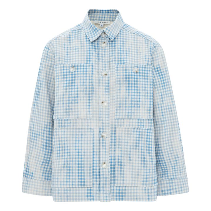 Bonnie Cotton and Linen Check Jacket | Azul Mar- Imagen del producto n°0
