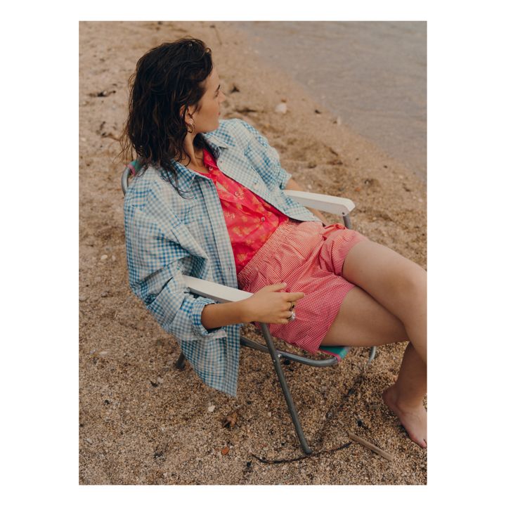 Bonnie Cotton and Linen Check Jacket | Azul Mar- Imagen del producto n°1