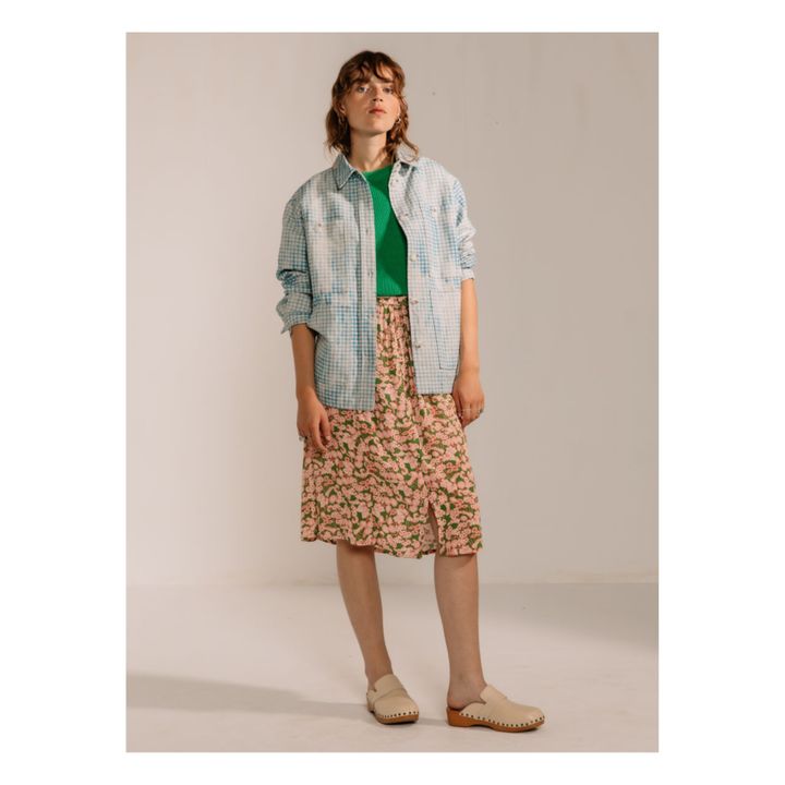 Bonnie Cotton and Linen Check Jacket | Azul Mar- Imagen del producto n°5
