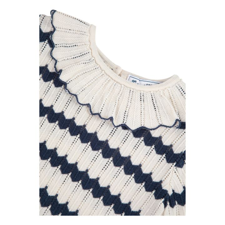 Maglione traforato con colletto volant | Ecru- Immagine del prodotto n°4