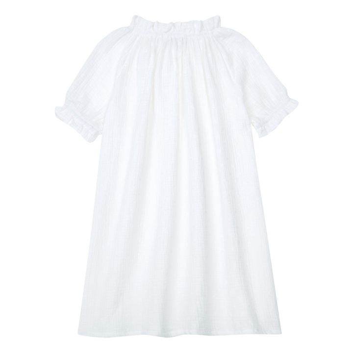 Exquisite Double Organic Cotton Gauze Nightgown | Blanco- Imagen del producto n°4