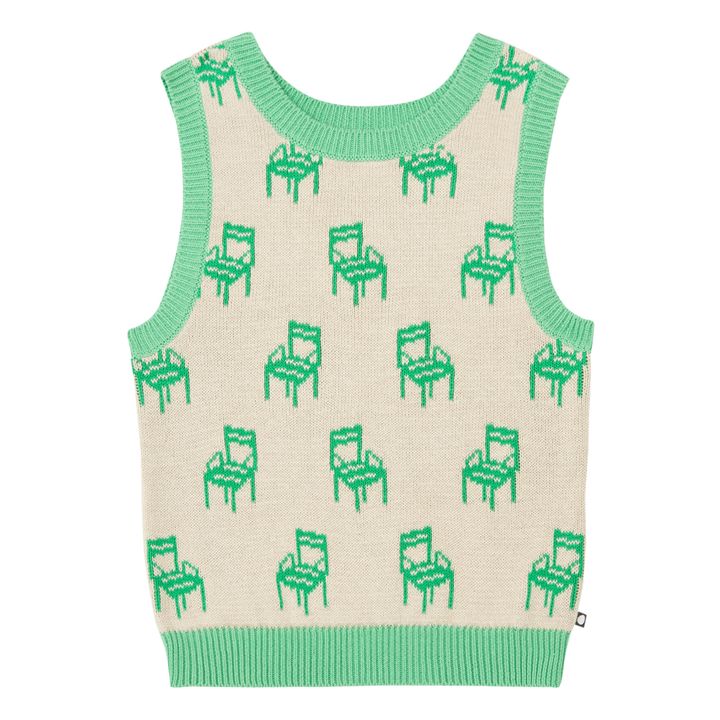 Pull Sans Manches Maille Imprimé Chaise | Vert Menthe- Image produit n°0