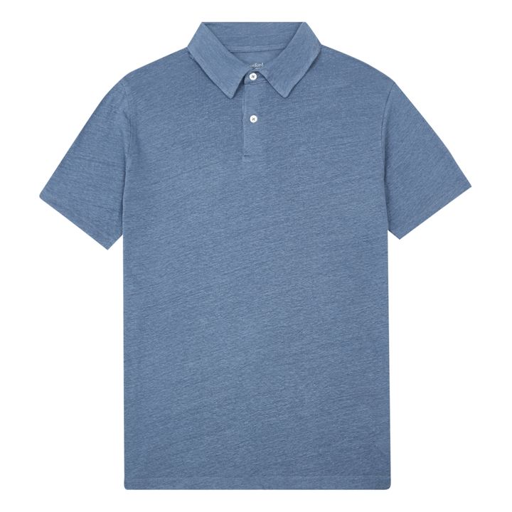 Linen Polo Shirt | Blu cielo- Immagine del prodotto n°0