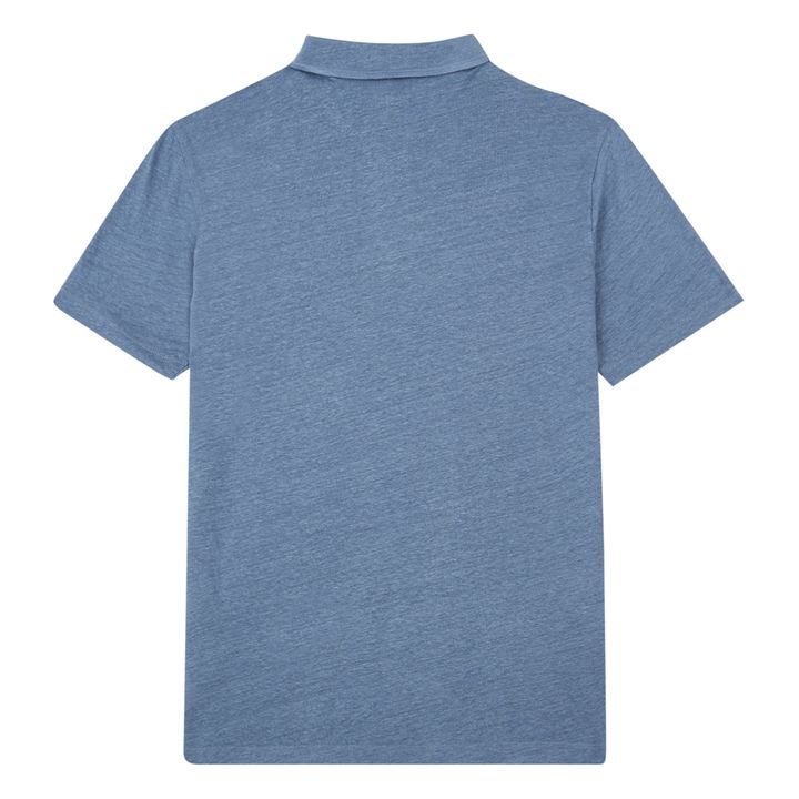 Linen Polo Shirt | Blu cielo- Immagine del prodotto n°2