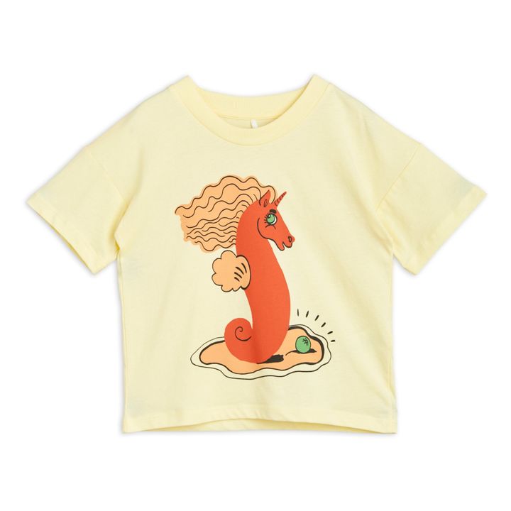 T-Shirt, in cotone bio, motivo: cavalluccio marino | Giallo chiaro- Immagine del prodotto n°0