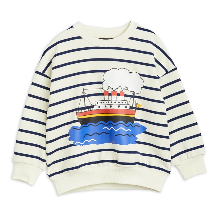 Sudadera a rayas de algodón orgánico Ferry | Blanco- Imagen del producto n°0