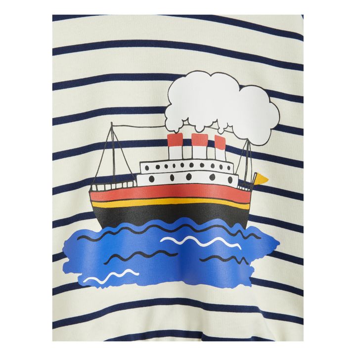 Sudadera a rayas de algodón orgánico Ferry | Blanco- Imagen del producto n°1
