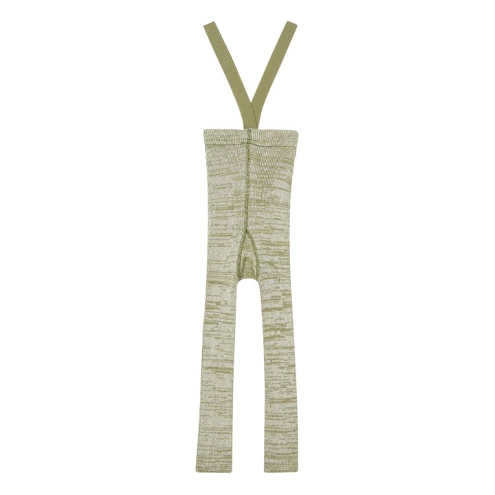 Collant con bretelle, in cotone bio, senza piedi | Verde mélange- Immagine del prodotto n°0