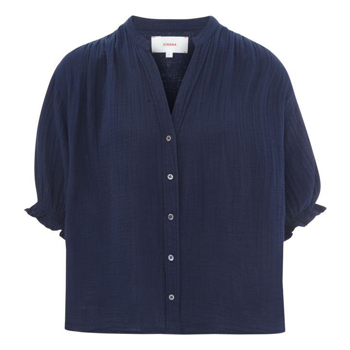 Blusa de gasa de algodón Alyss | Azul- Imagen del producto n°0