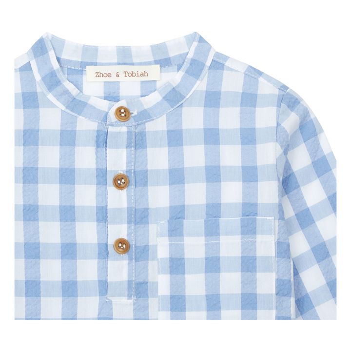 Checked Seersucker Kurta | Azul- Imagen del producto n°1
