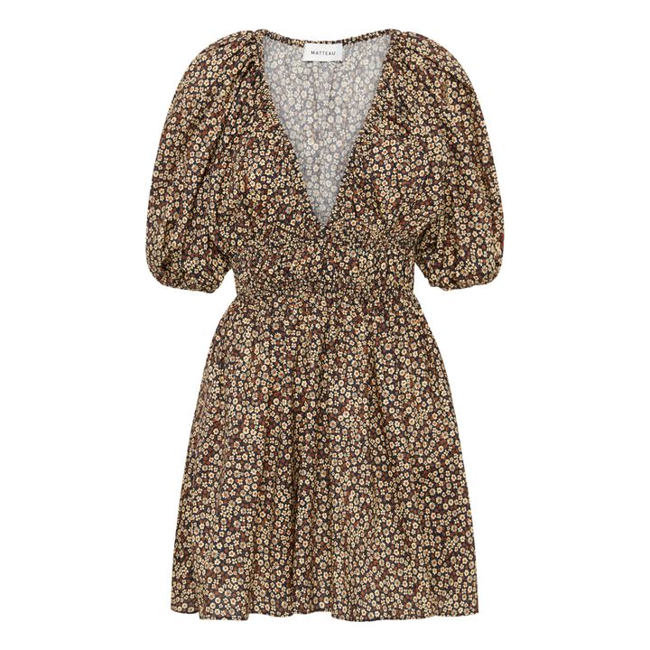 Vestido Shirred Plunge Mini | Marrón- Imagen del producto n°0