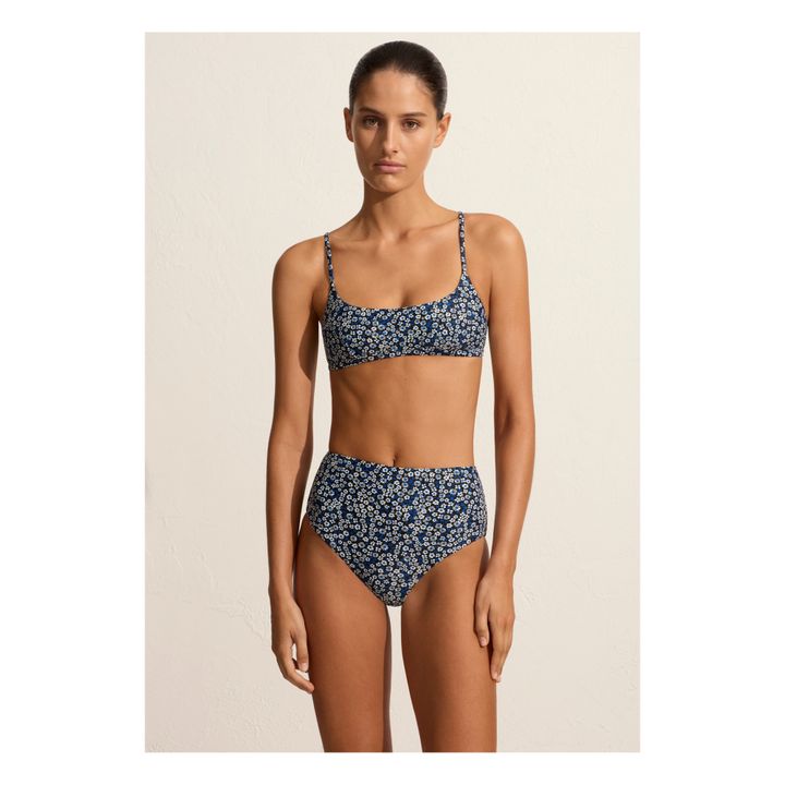 Top bikini, modello: Crop Top, motivo: floreale | Blu- Immagine del prodotto n°1