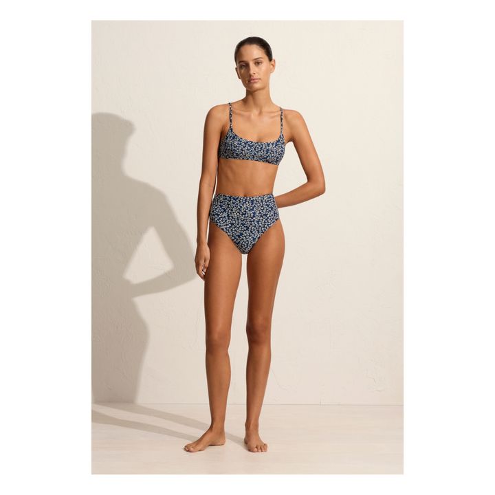 Top bikini, modello: Crop Top, motivo: floreale | Blu- Immagine del prodotto n°3