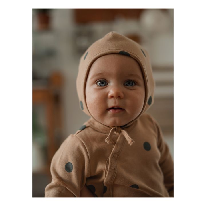 Body à Pois Coton Bio Côtelé Wrap | Camel- Image produit n°1