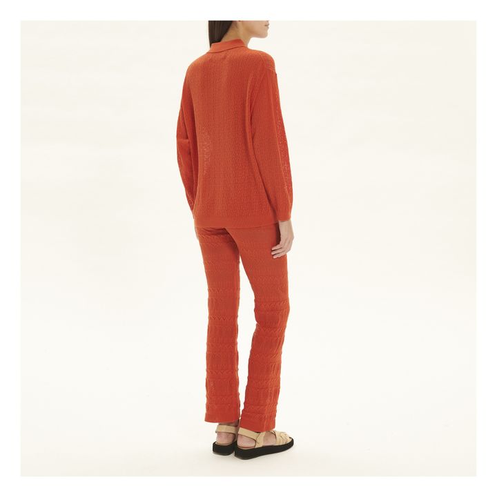 Openwork Polo Shirt | Vermiglio- Immagine del prodotto n°5