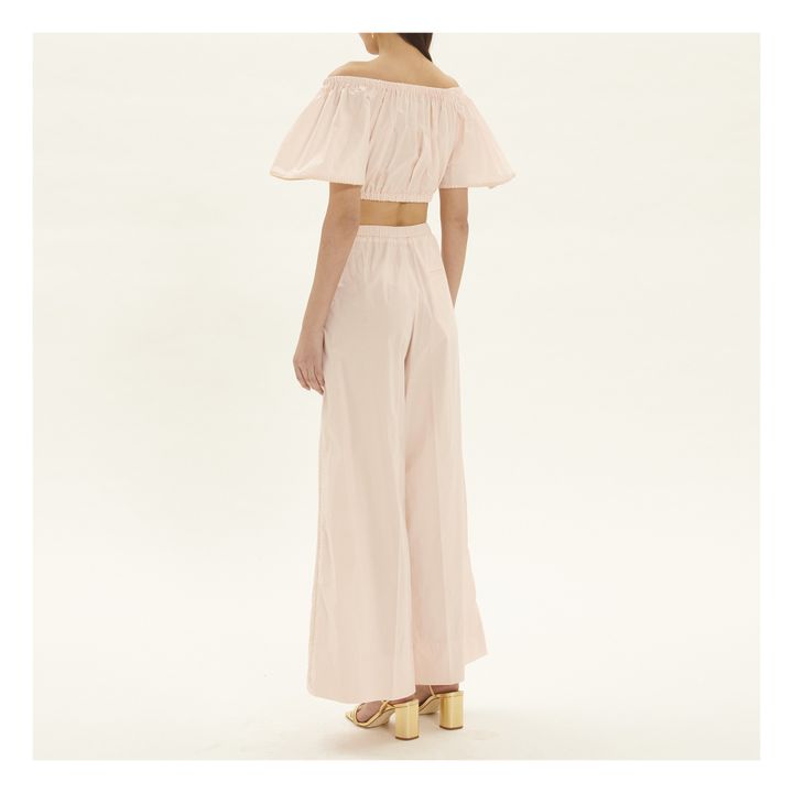Cotton Poplin Embroidered Cropped Top | Rosa incarnato- Immagine del prodotto n°4
