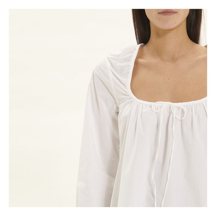Organic Poplin Cotton Dress Square Neck | Bianco- Immagine del prodotto n°4
