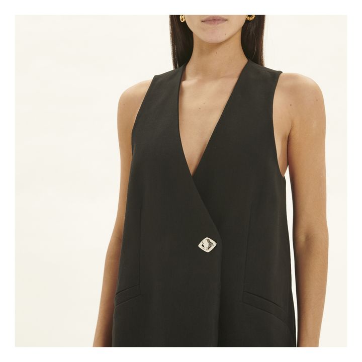 Organic Cotton Sleeveless Suit Jacket | Schwarz- Produktbild Nr. 6