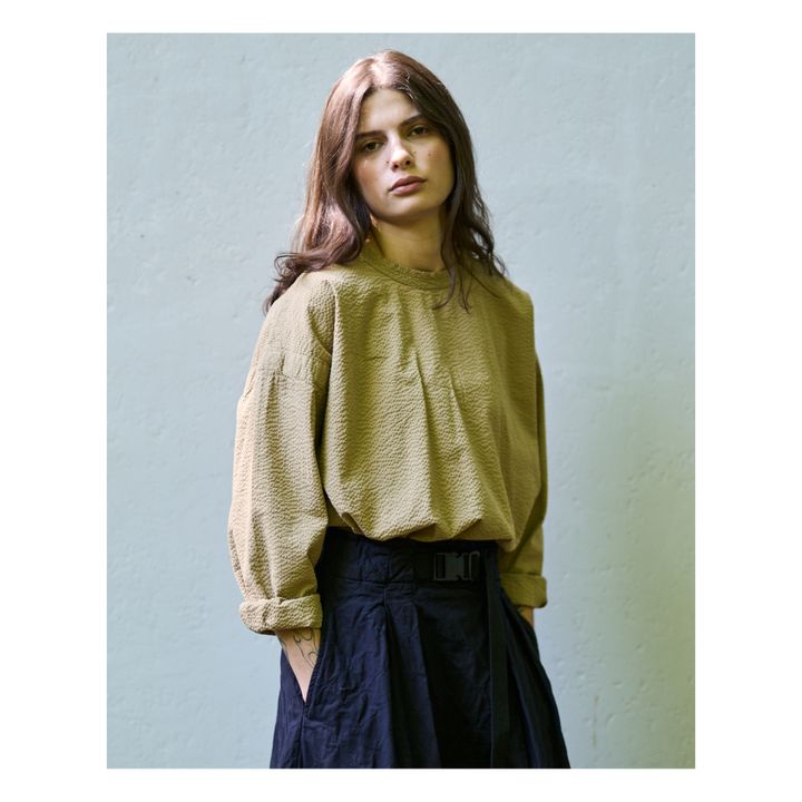 Gardener Cotton Crepe Top | Marrone scuro- Immagine del prodotto n°3