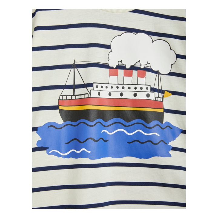 Camiseta a rayas de algodón orgánico Ferry | Blanco- Imagen del producto n°2