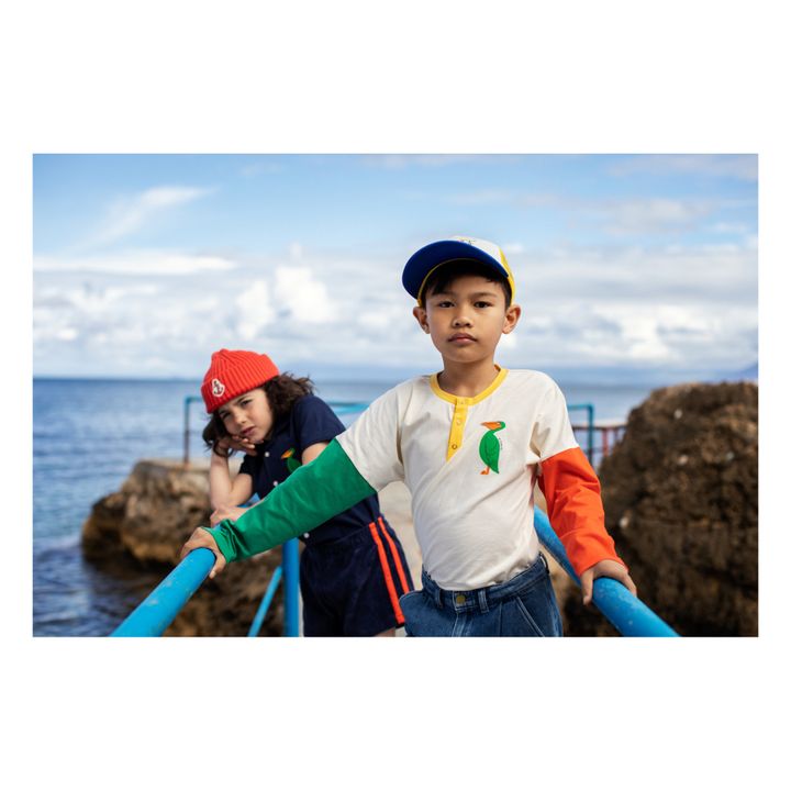 T-shirt a maniche lunghe, in cotone biolo, motivo: Pélican | Ecru- Immagine del prodotto n°1