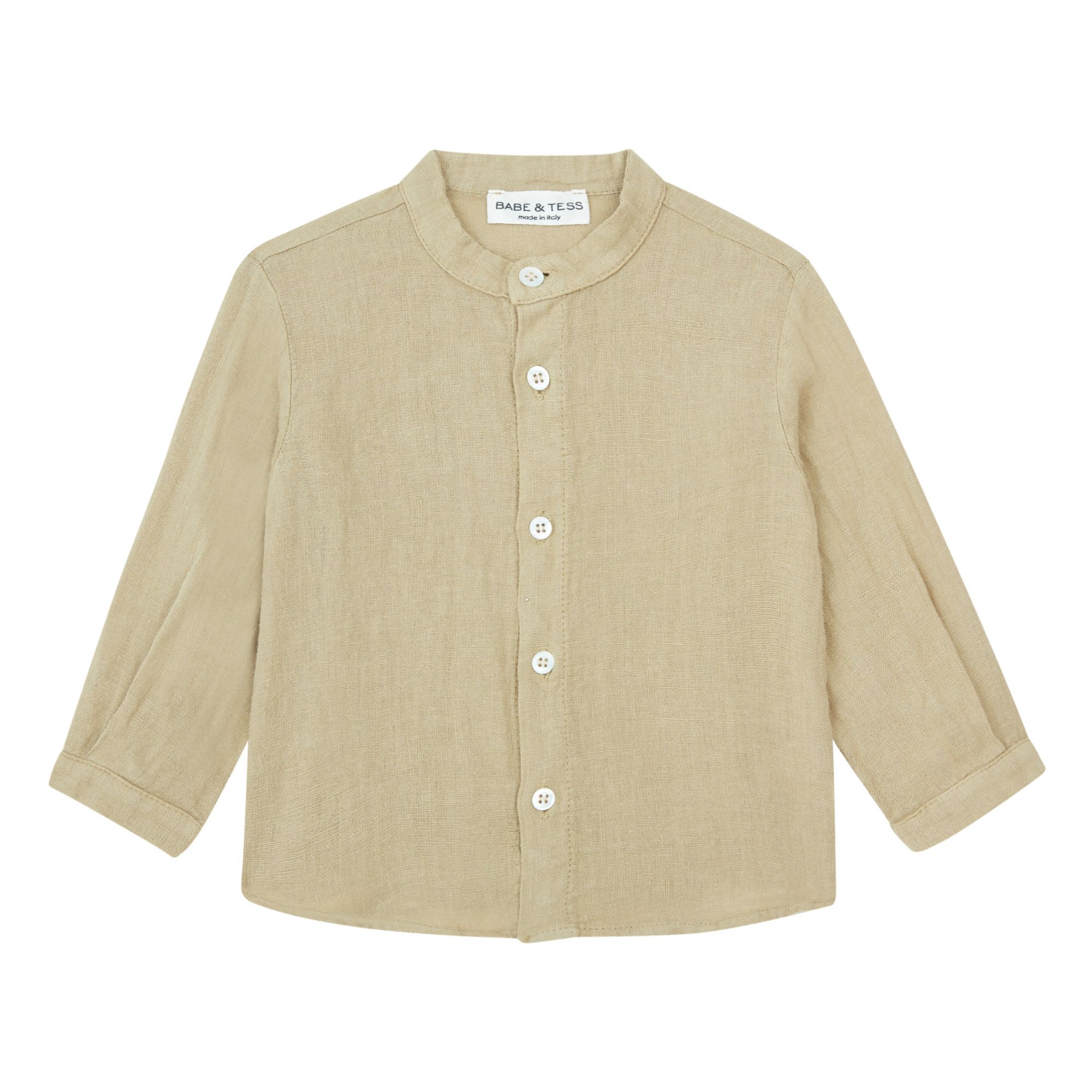 Babe Tess Linen Shirt Taupe Brown Smallable