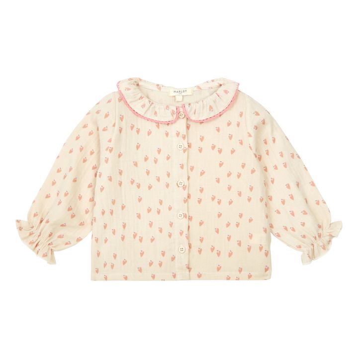 Bianca Cotton Gauze Hearts Blouse | Bianco- Immagine del prodotto n°0