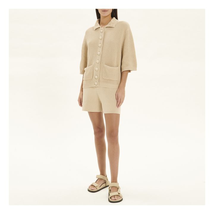 Cardigan Gauffré | Grège- Image produit n°1