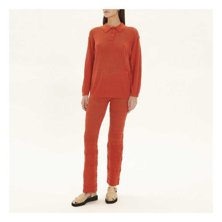 Openwork Polo Shirt | Vermiglio- Immagine del prodotto n°1