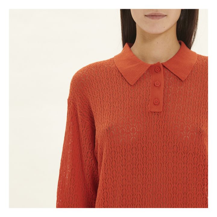 Openwork Polo Shirt | Vermiglio- Immagine del prodotto n°3