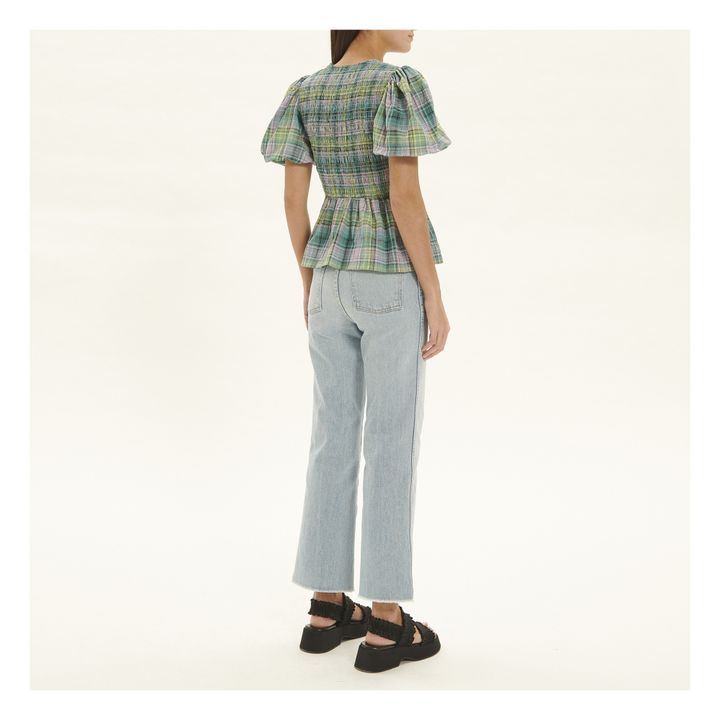 Organic Cotton Crepe Check Blouse | Verde- Imagen del producto n°2