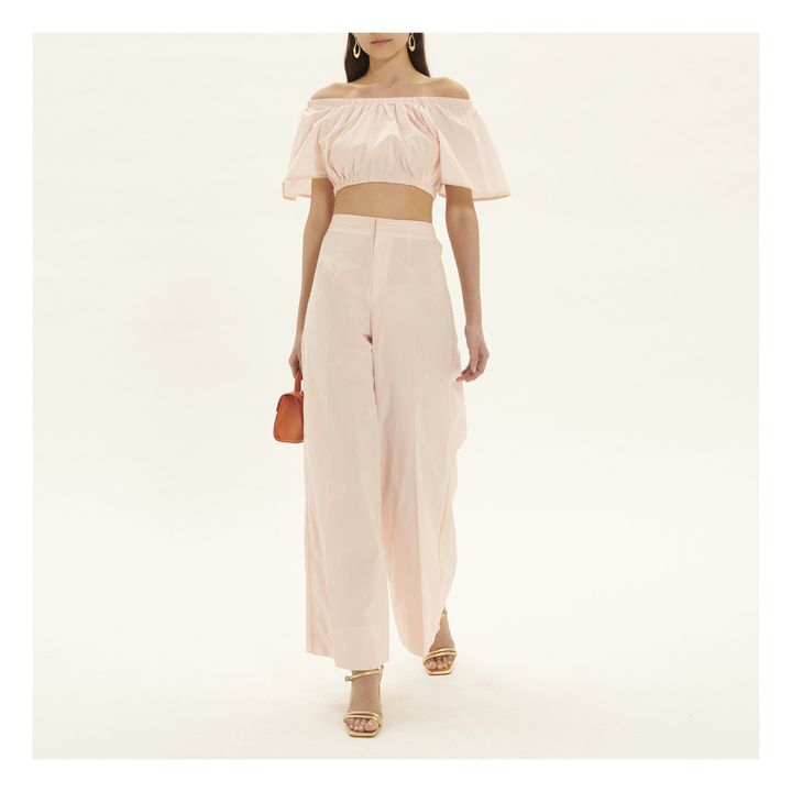 Cotton Poplin Embroidered Cropped Top | Rosa incarnato- Immagine del prodotto n°1