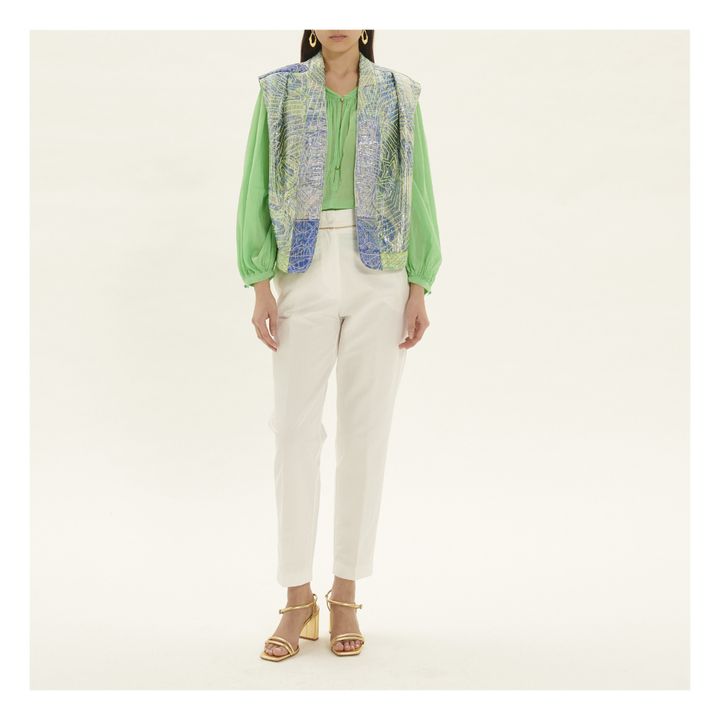 Cotton and Linen Cigarette Pants | Bianco- Immagine del prodotto n°1