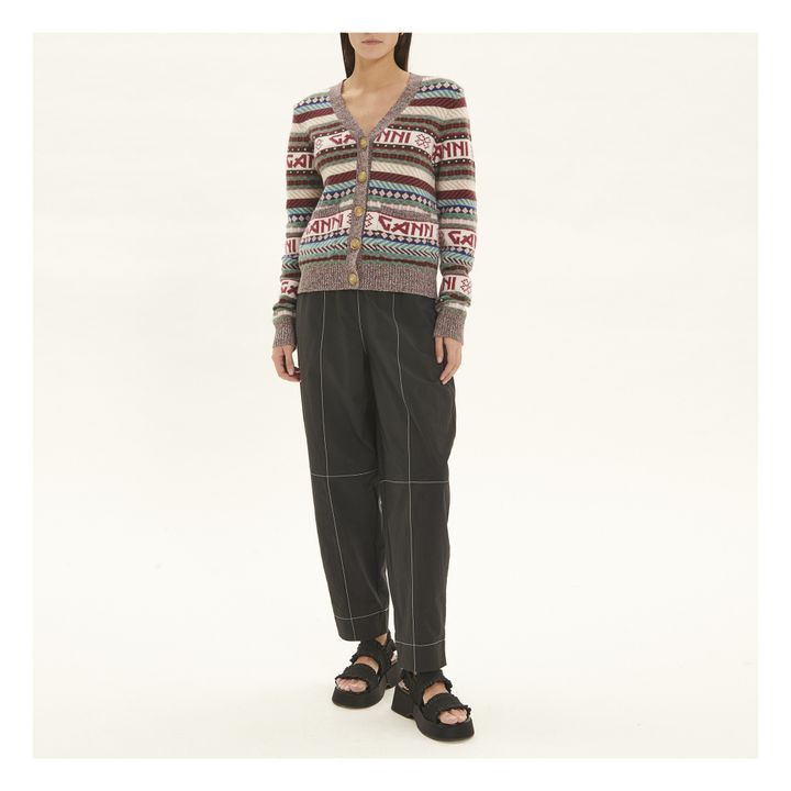Cardigan Mix Logo Laine | Ecru- Image produit n°1