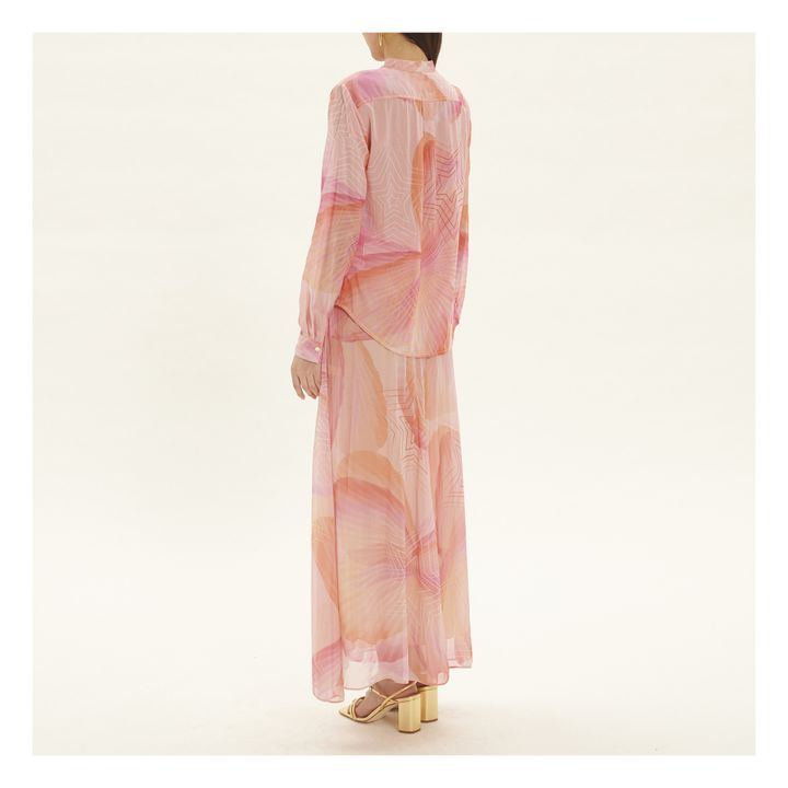 Printed Silk Veil and Cotton Shirt "Dream" | Rosa- Immagine del prodotto n°2