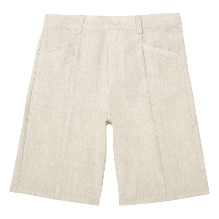Pantalón corto de lino | Beige- Imagen del producto n°0