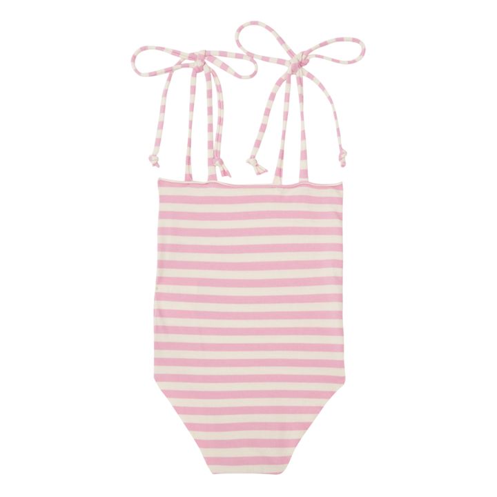 Costume da bagno 1 pezzo, a righe, in jersey | Rosa- Immagine del prodotto n°1