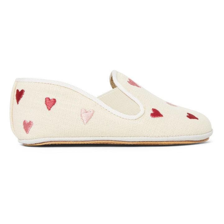 Chaussons Noa Coton Cœurs Rose | Ecru- Image produit n°0