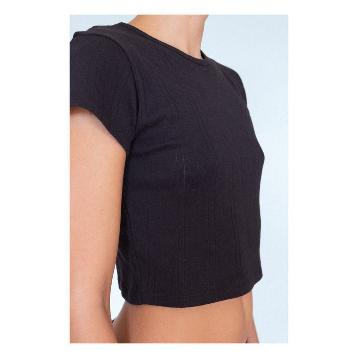 Camiseta Baby Pointelle de algodón orgánico | Negro- Imagen del producto n°3
